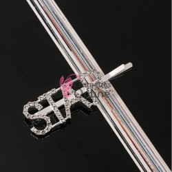 Agrafa pentru par metalica AGF004CC - Star Argintiu cu strasuri 